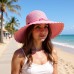 Straw Big Rim Hat w/ Beads - Pink -HT-M231PK